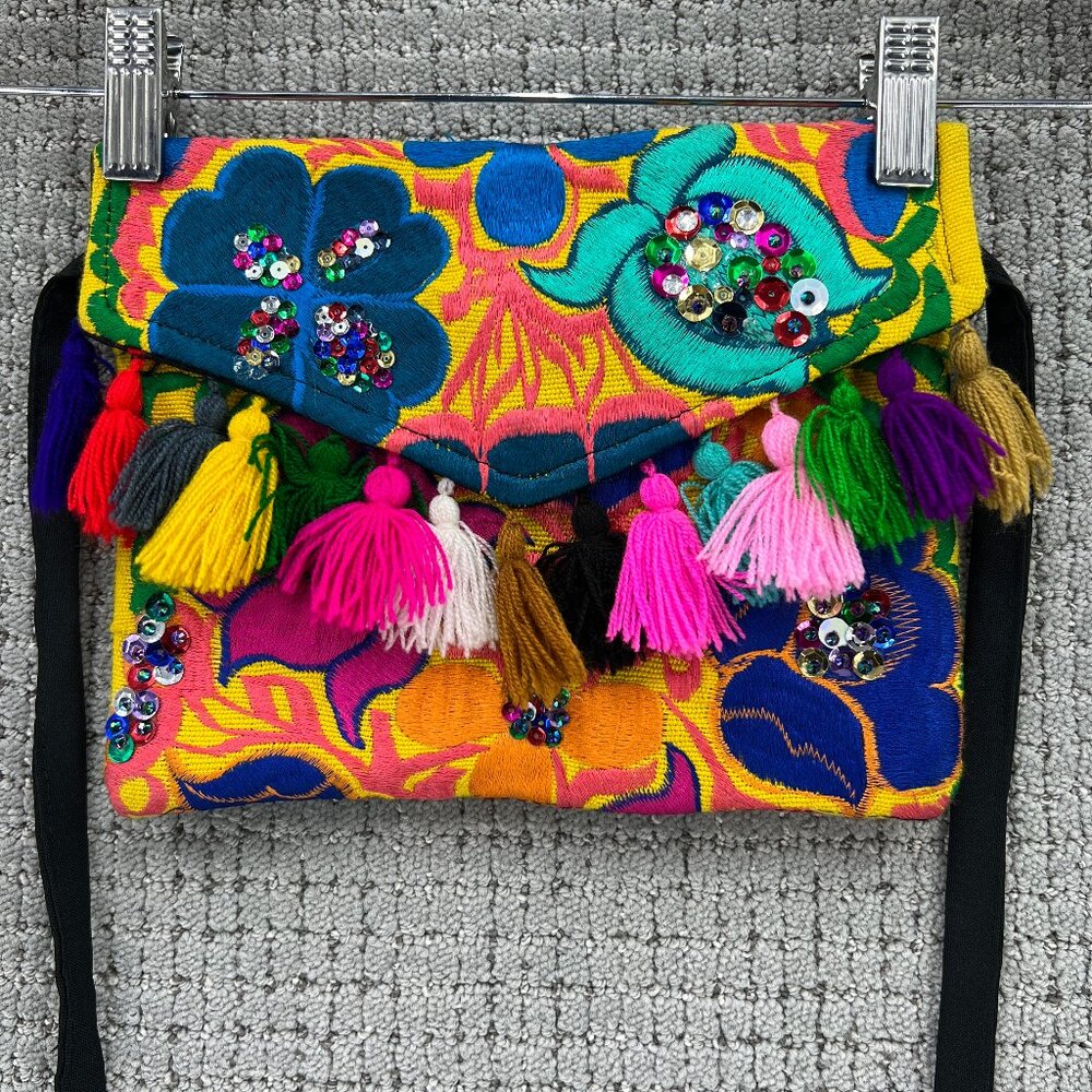 Mexican Embroidered Crossbody Clutch